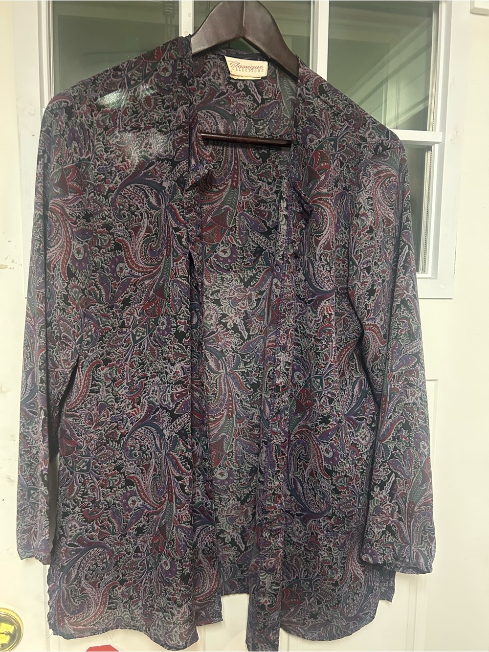 Vintage Paisley Sheer button down Jacket - Purple